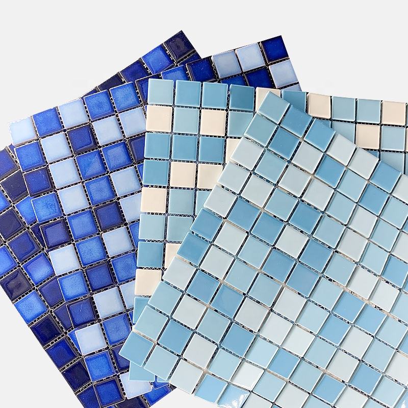 [DSC-2607-27033] Gạch mosaic ceramic màu xanh thời trang cho hồ bơi riêng