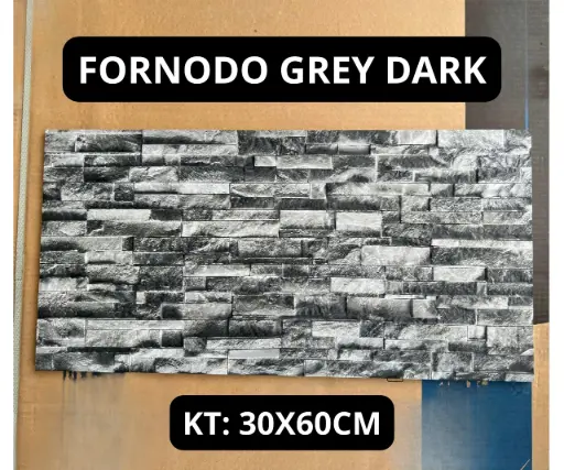 Gạch Ốp Tường Giả Đá Nhập Khẩu Ấn Độ kt 300x600mm Mã Fornodo Grey Dark