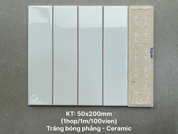 [PSTA50200] Gạch thẻ trắng bóng phẳng KT 50x200mm PSTA50200