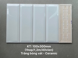 [STA1300-B] Gạch thẻ trắng bóng vát KT 100x300mm STA1300-B